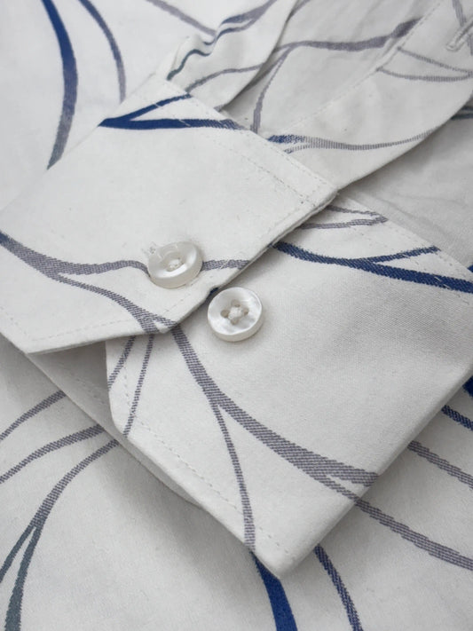 Full Sleeve White Print Shirt