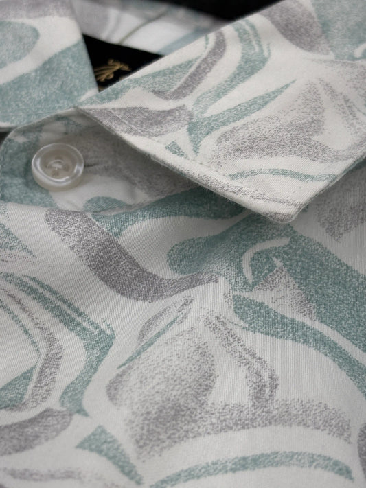 Full Sleeve White green print Shirt
