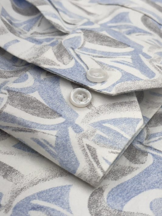 Full Sleeve White blue print Shirt