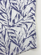 Blue White Leaf Print