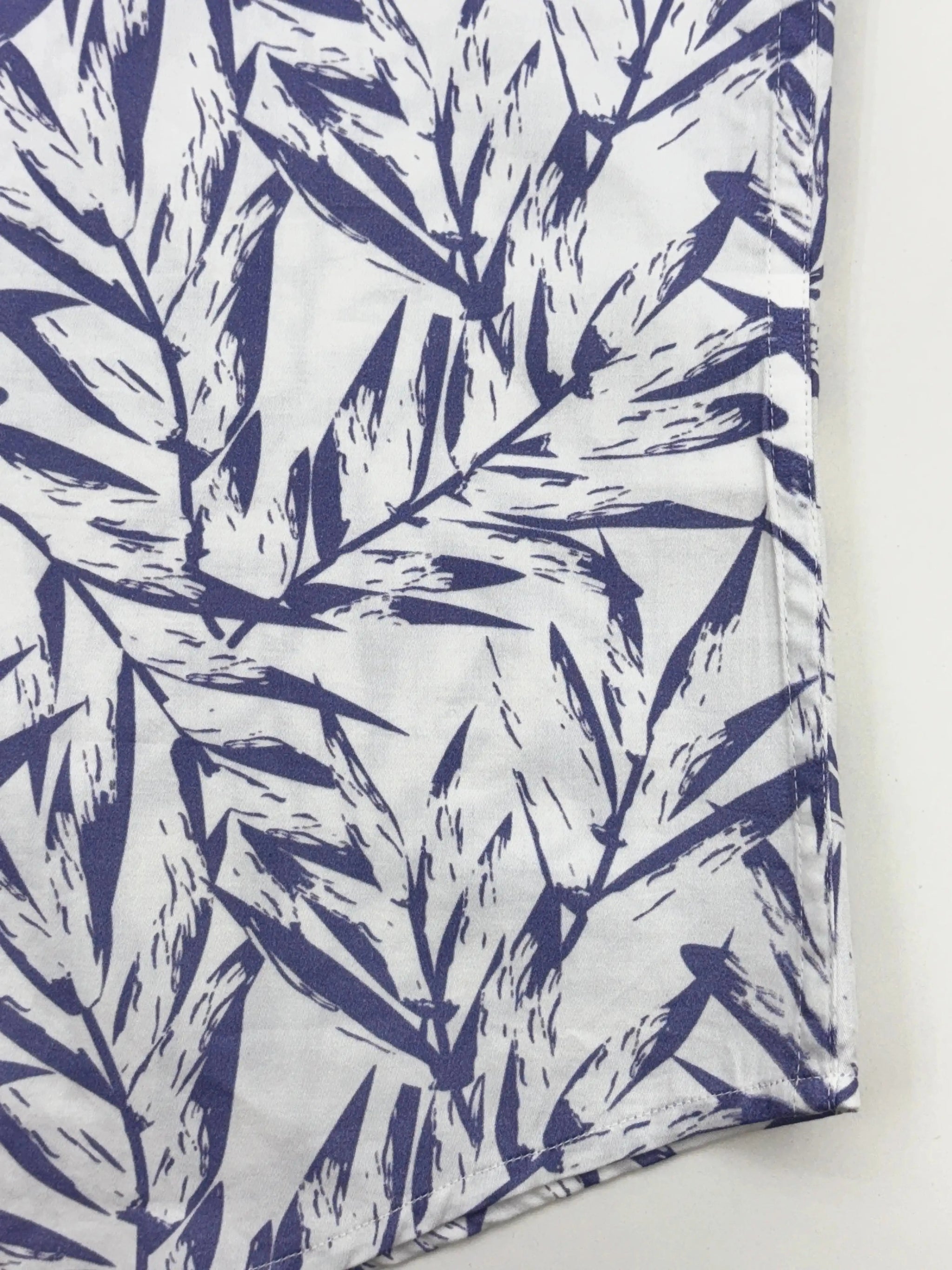 Blue White Leaf Print