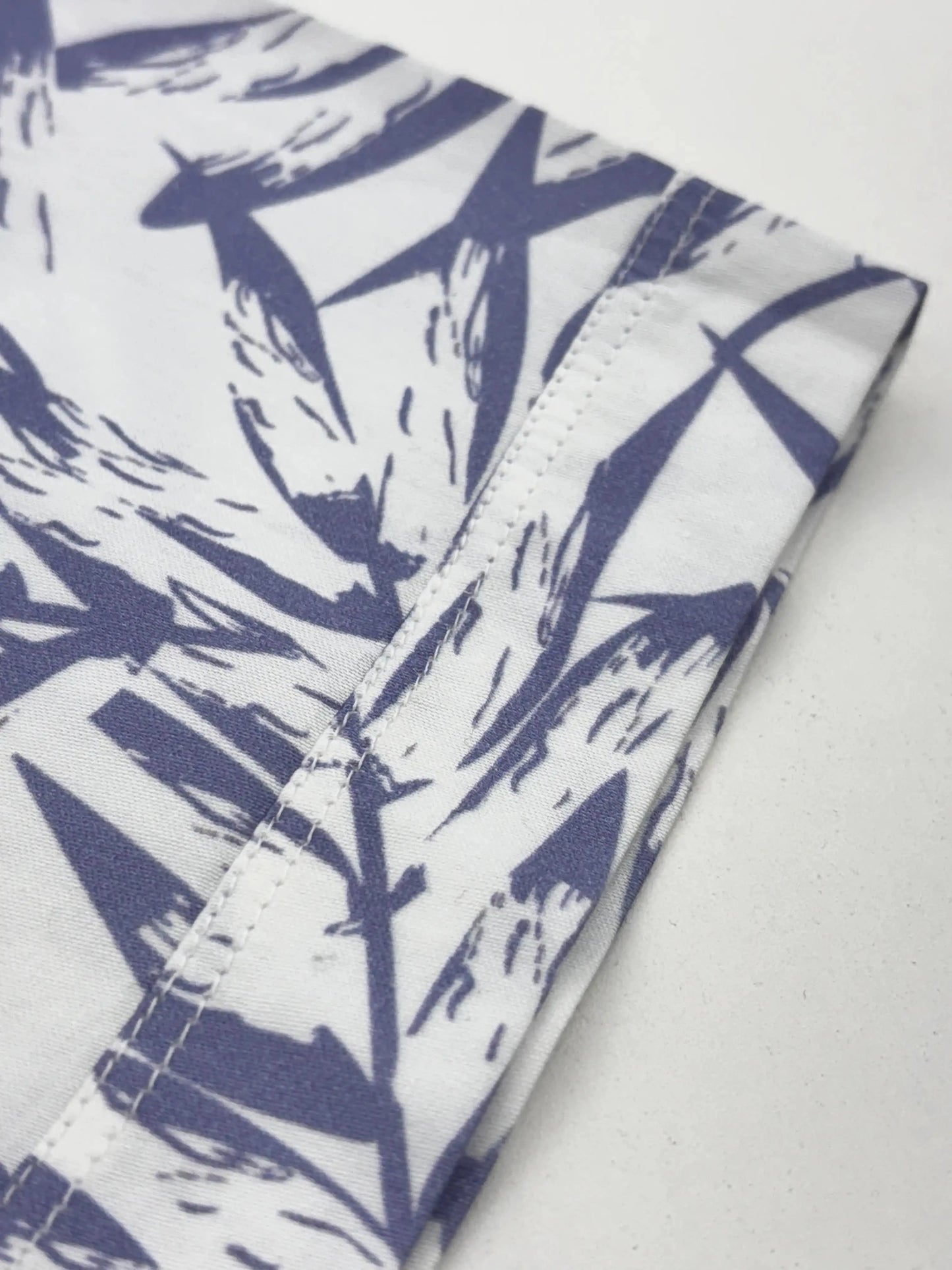 Blue White Leaf Print