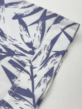 Blue White Leaf Print