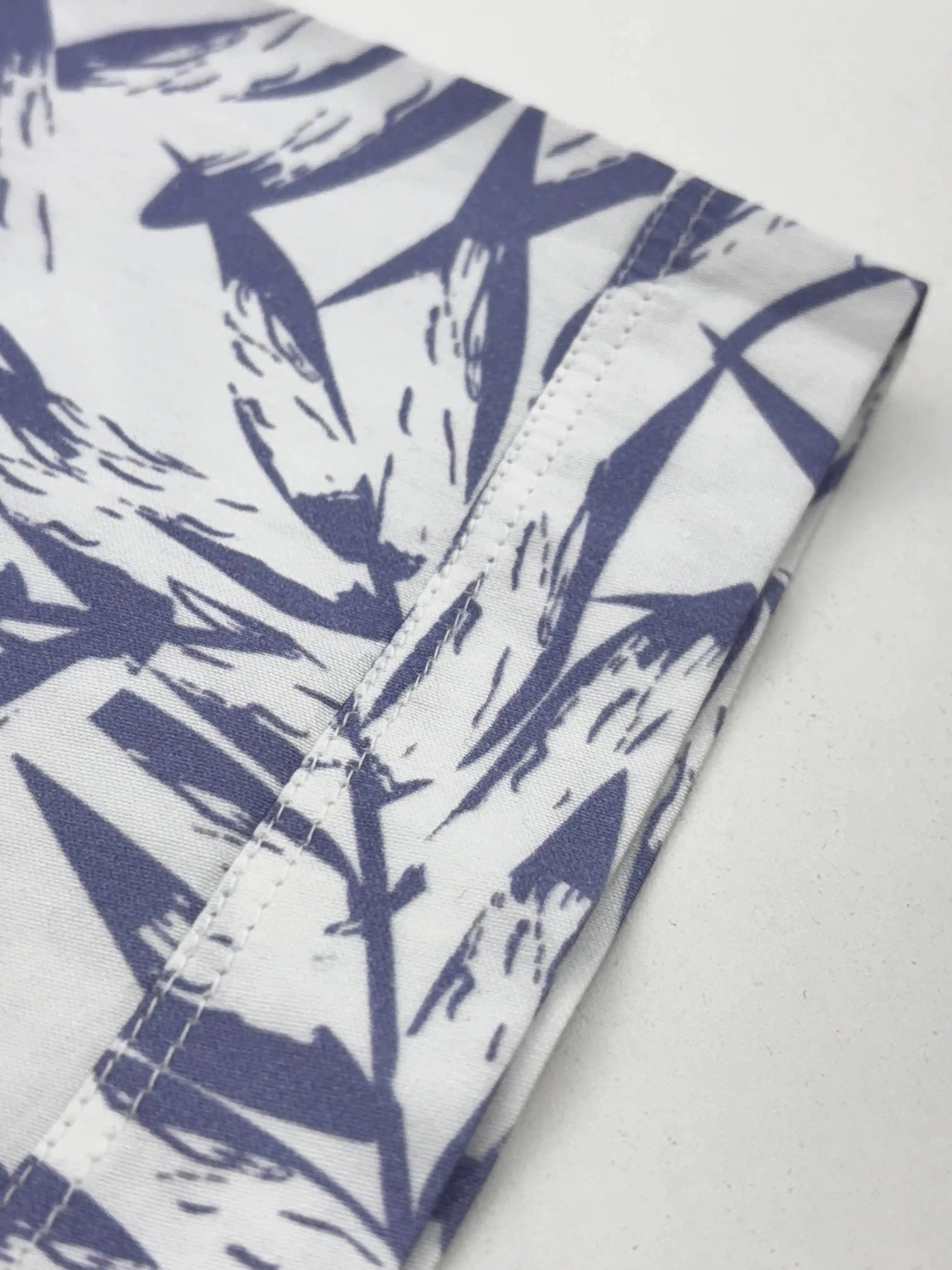 Blue White Leaf Print