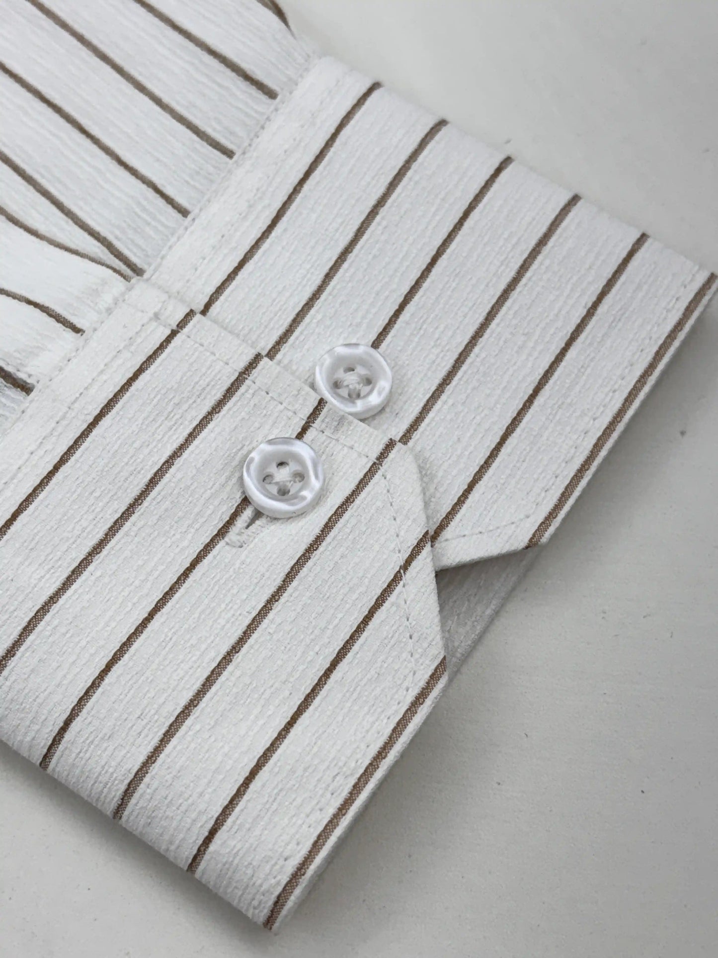 Classic White Brown Striped Shirt