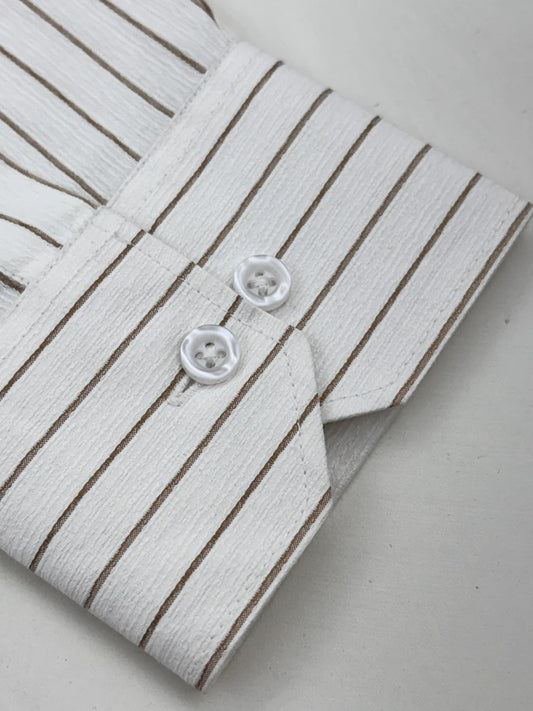 Classic White Brown Striped Shirt