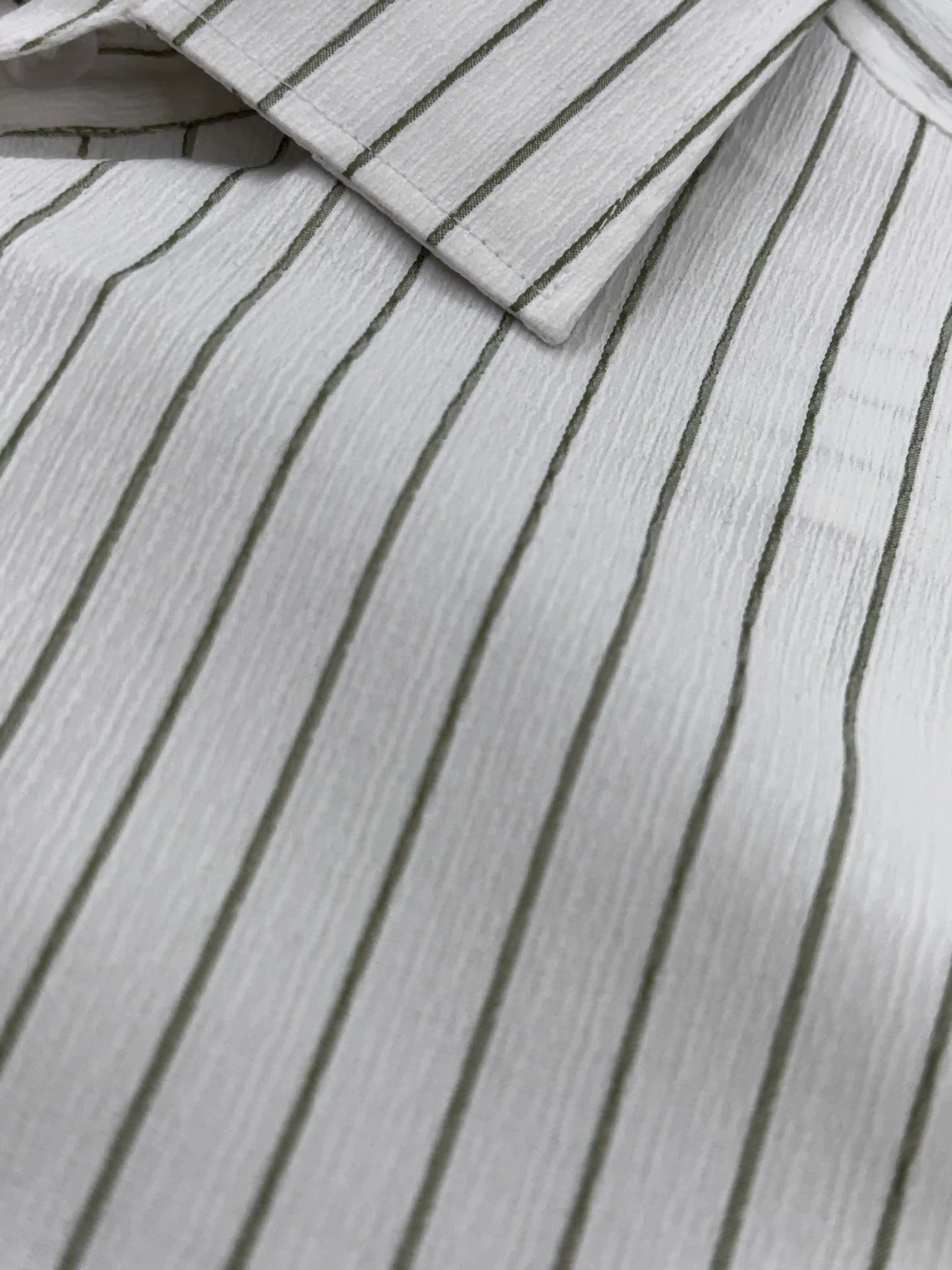 Classic White Green Striped Shirt