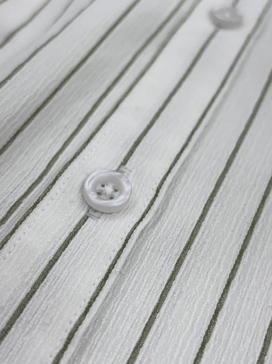 Classic White Green Striped Shirt