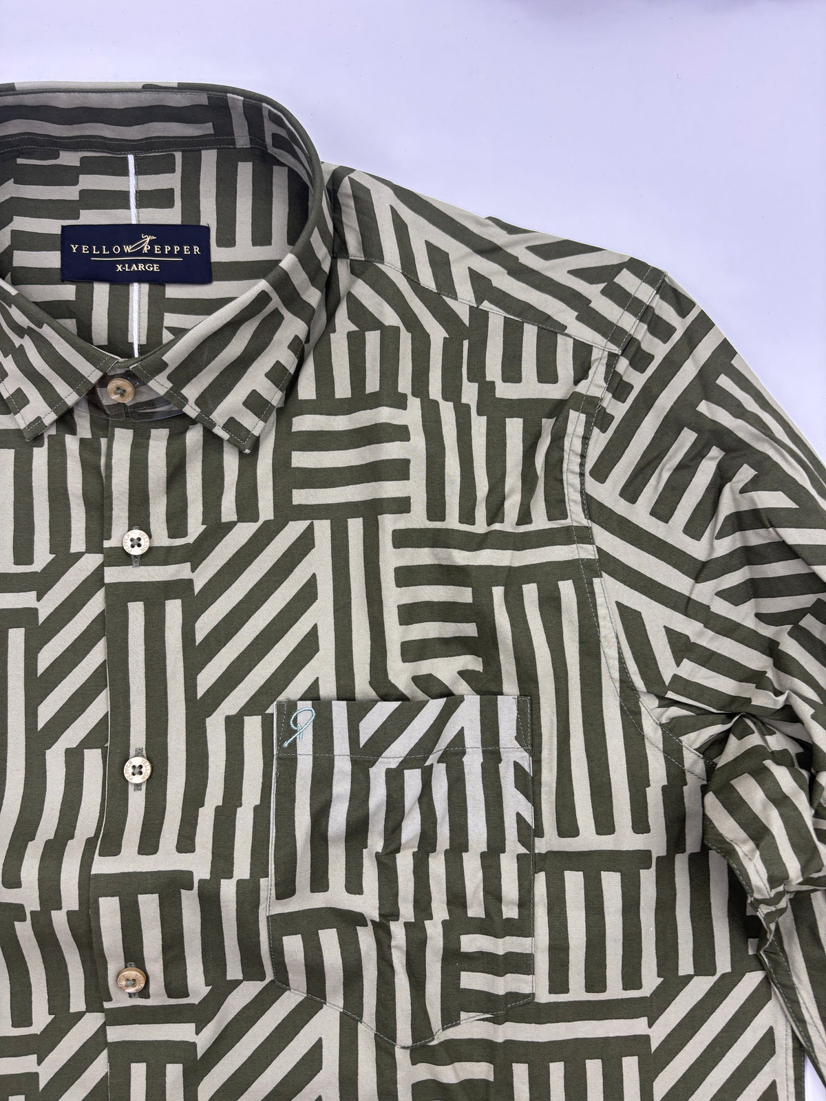 Men’s Green Geometric Print Shirt