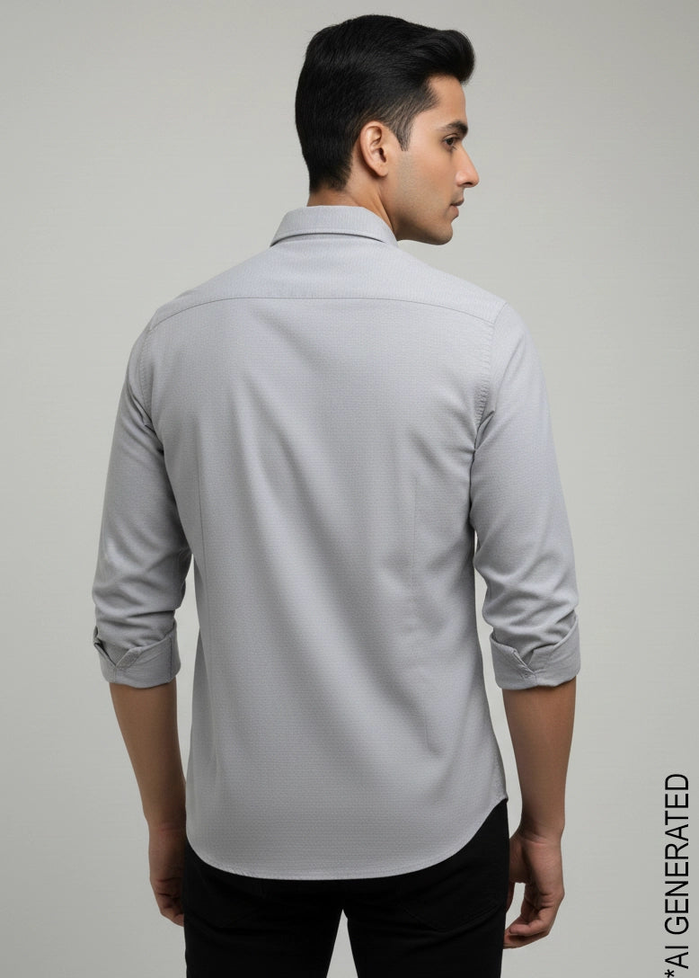 Full Sleeve Grey Print Shirt