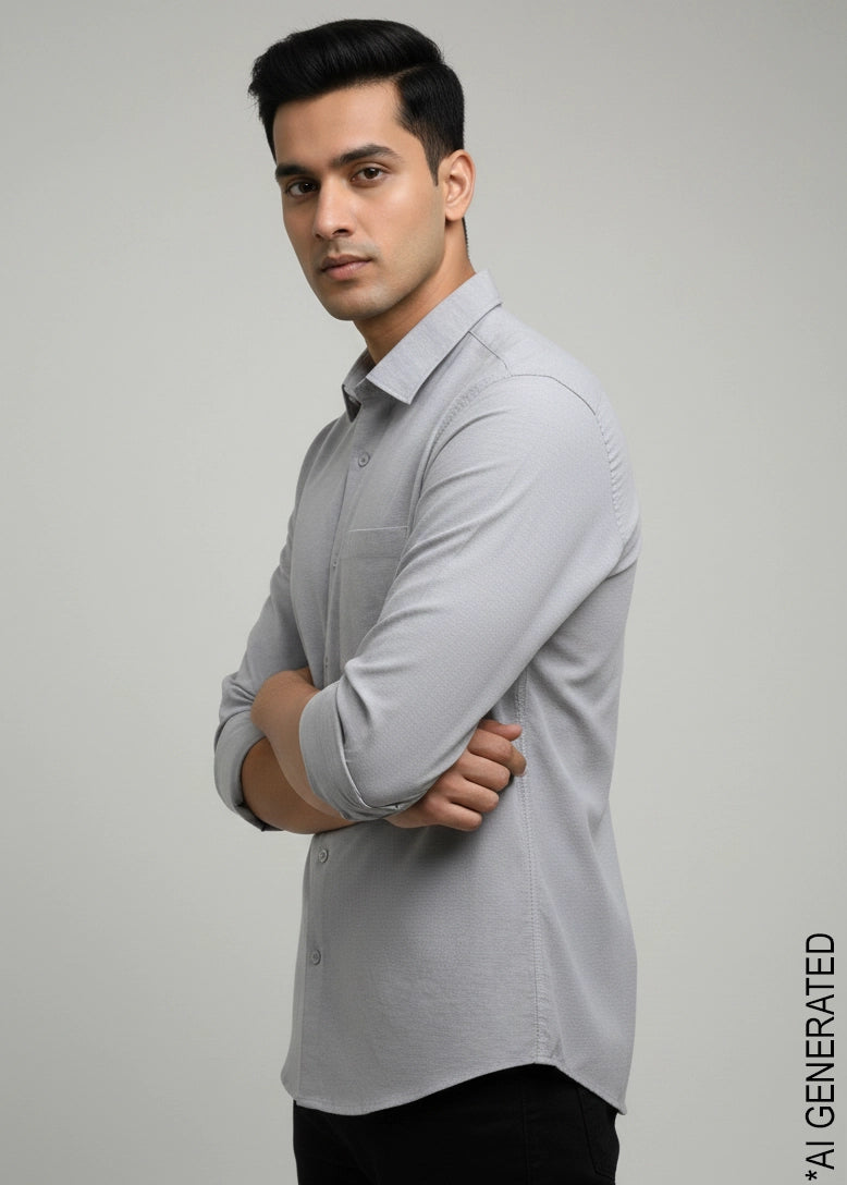 Full Sleeve Grey Print Shirt