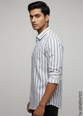 Full Sleeve White Grey Lining Shirt