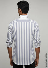 Full Sleeve White Grey Lining Shirt
