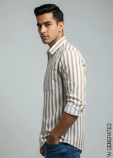 Full Sleeve White Brown Lining Shirt