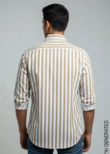 Full Sleeve White Brown Lining Shirt
