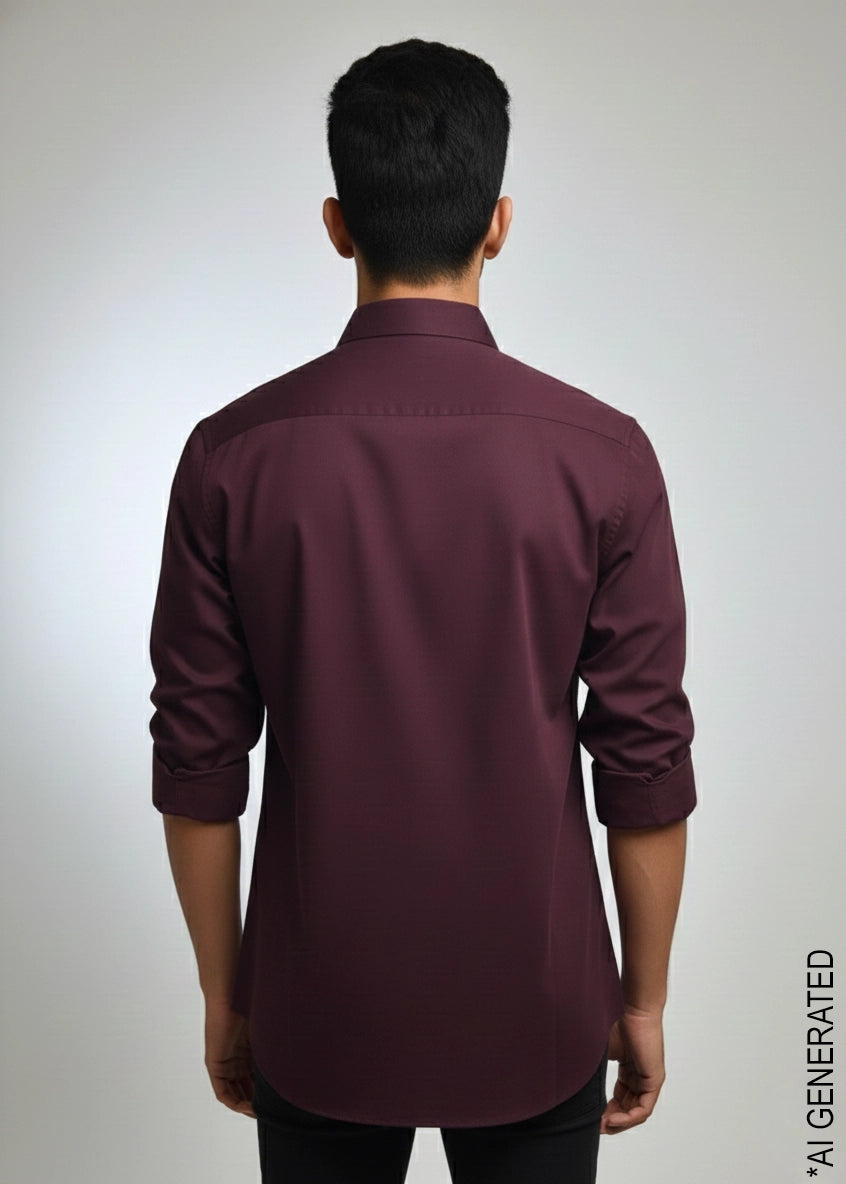 Full Sleeve Wine Color Shirt