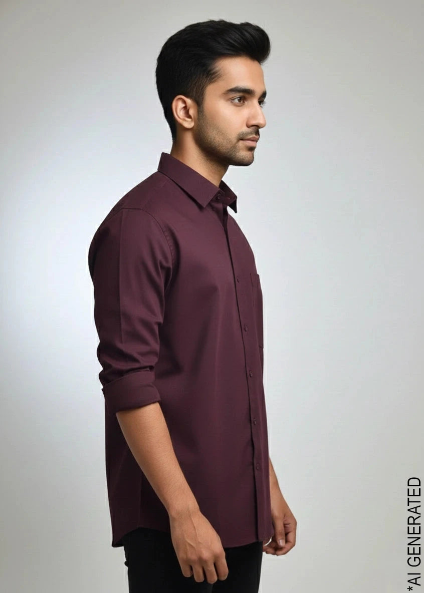 Full Sleeve Wine Color Shirt