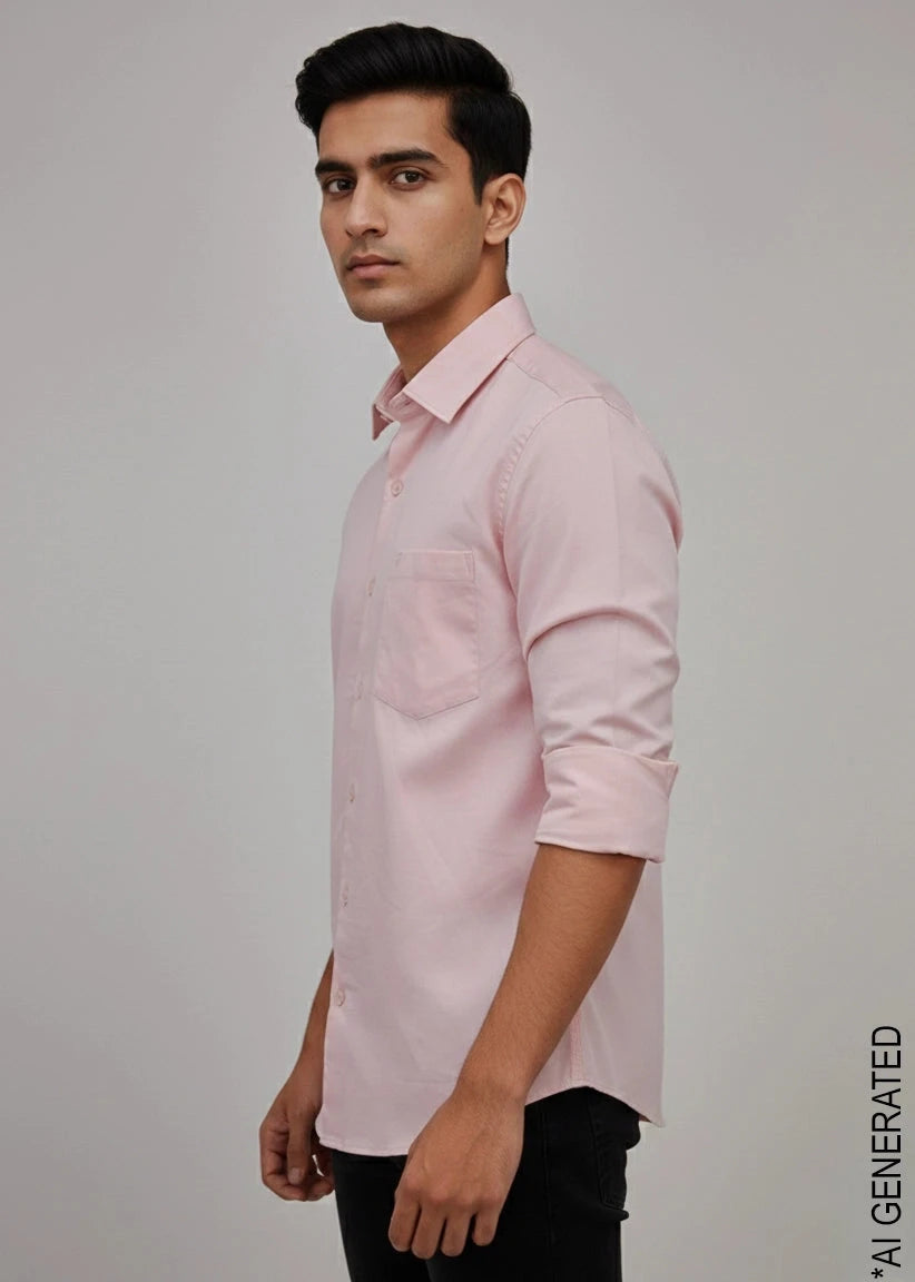 Full Sleeve Pink Color Shirt