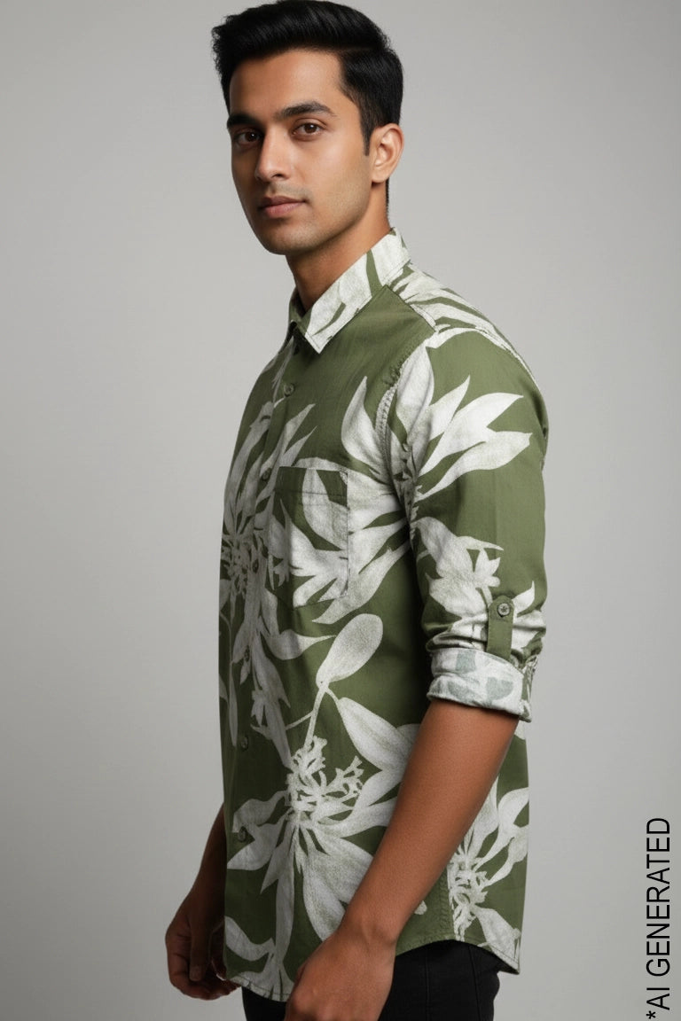 Green Leaf Full Sleeve Shirt