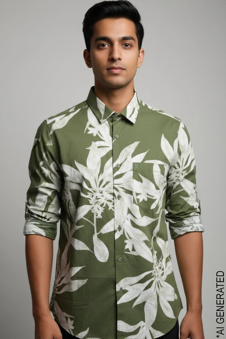 Green Leaf Full Sleeve Shirt