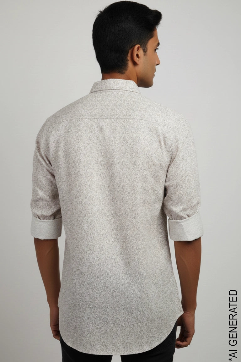 Full Sleeve Brown Print Shirt