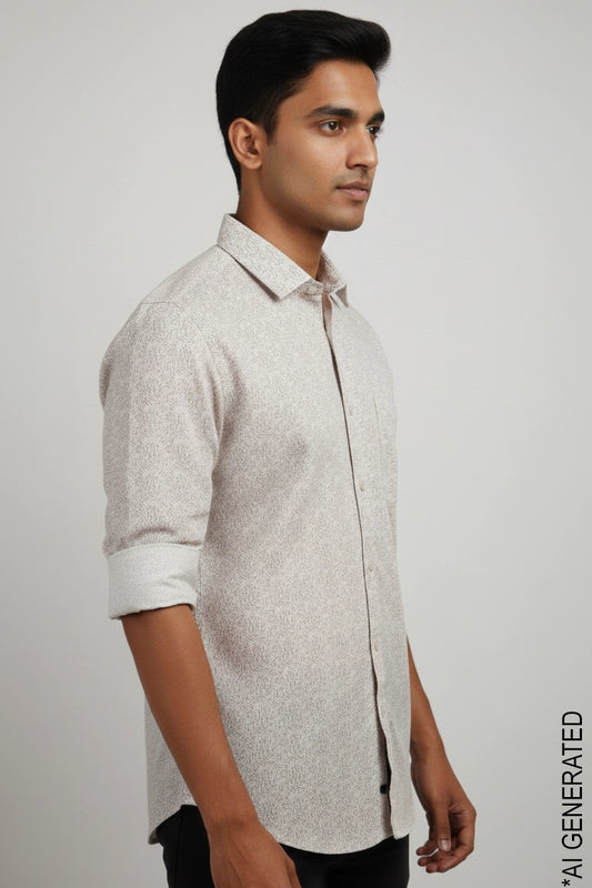 Full Sleeve Brown Print Shirt