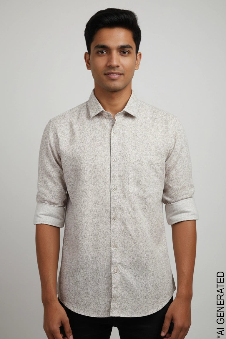 Full Sleeve Brown Print Shirt