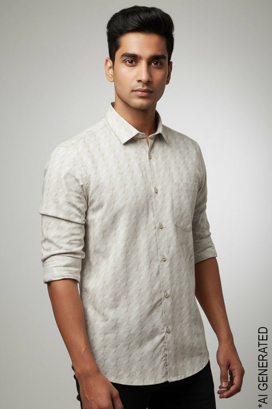 Full Sleeve Brown Print Shirt