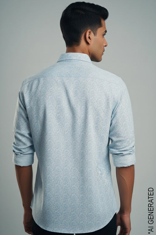Full Sleeve Blue Print Shirt