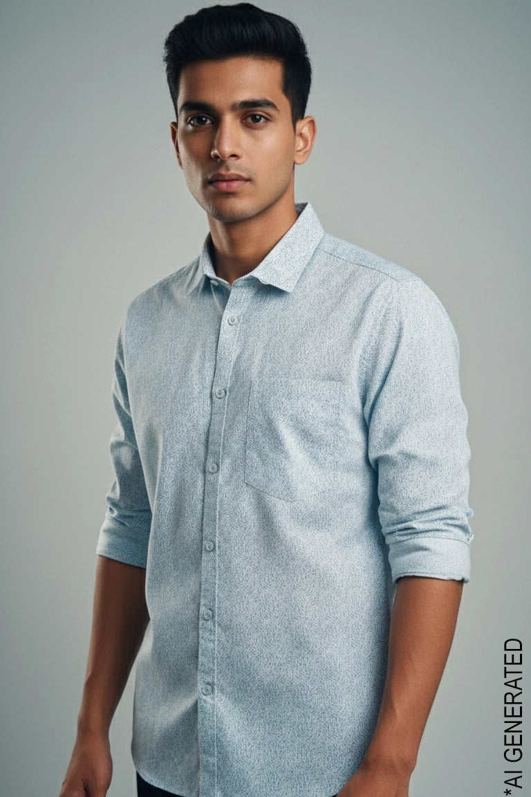 Full Sleeve Blue Print Shirt