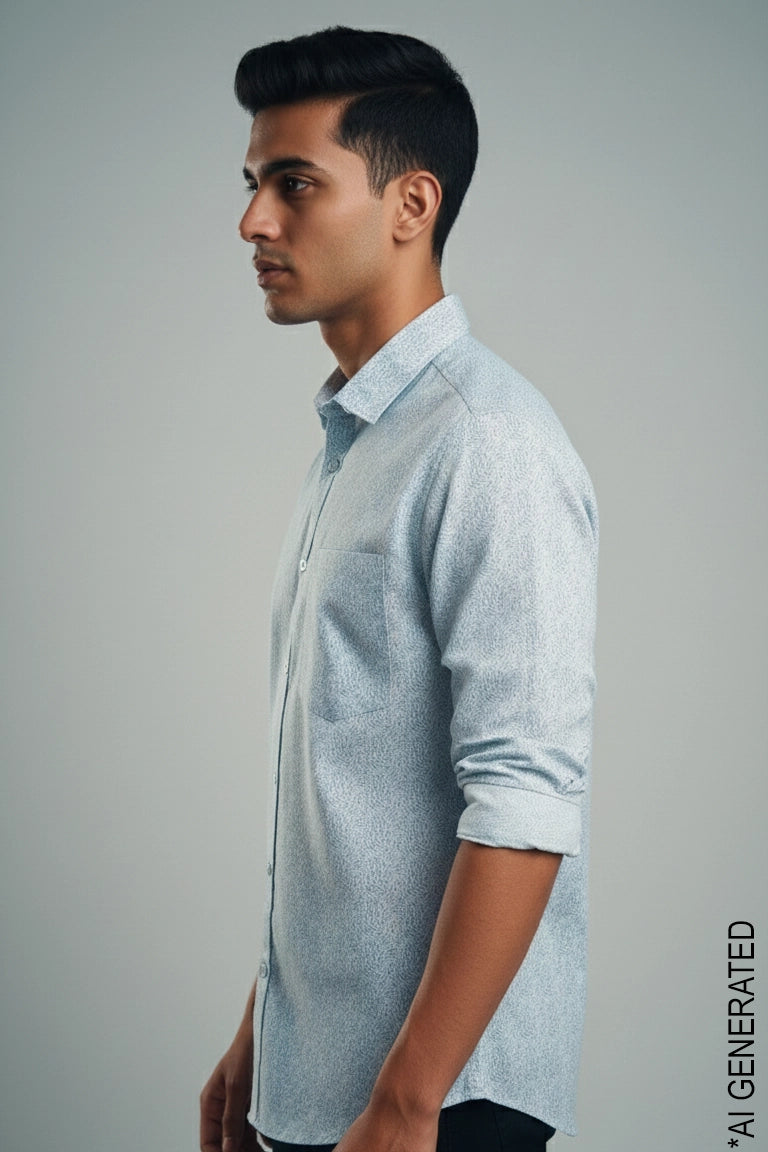 Full Sleeve Blue Print Shirt