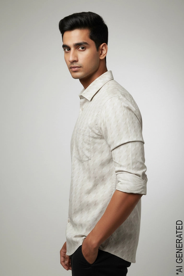 Full Sleeve Brown Print Shirt