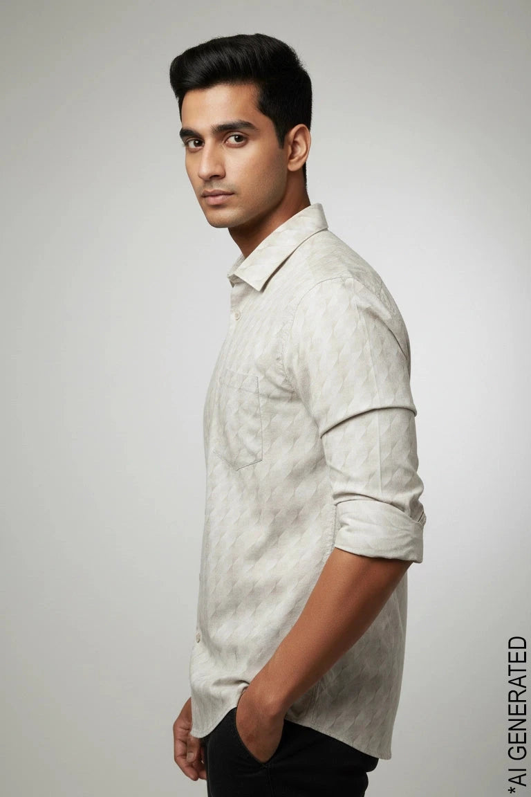 Full Sleeve Brown Print Shirt