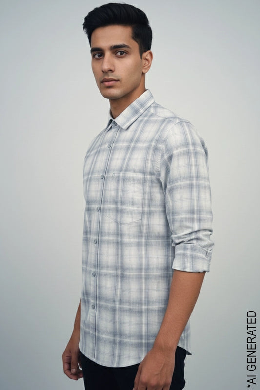 Full Sleeve Blue Check Shirt