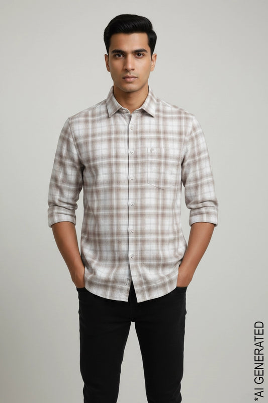 Full Sleeve Beige Check