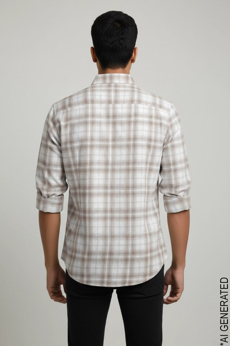 Full Sleeve Beige Check