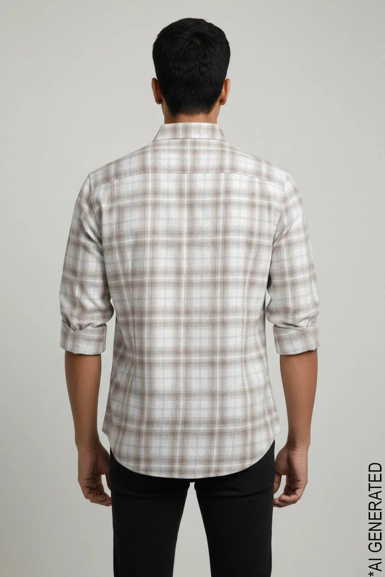 Full Sleeve Beige Check