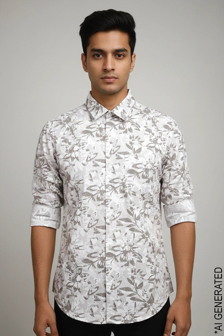 Full Sleeve Brown Print Shirt