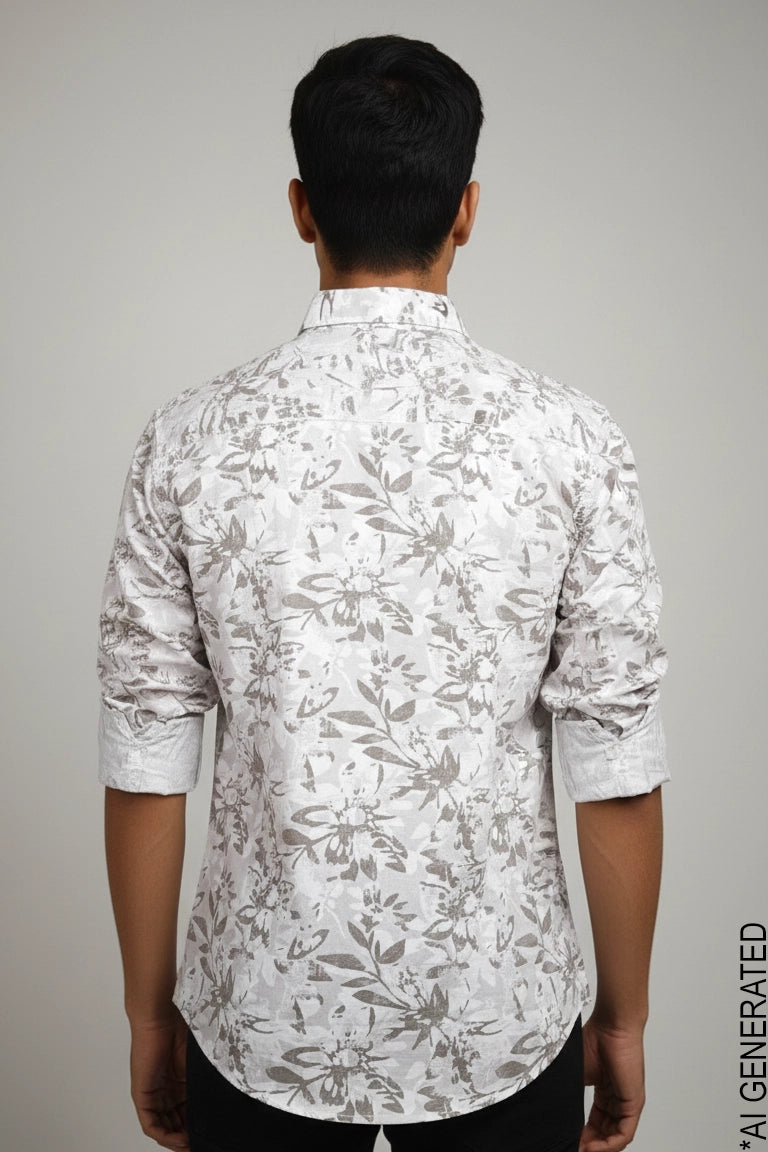 Full Sleeve Brown Print Shirt