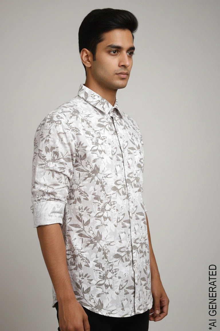 Full Sleeve Brown Print Shirt
