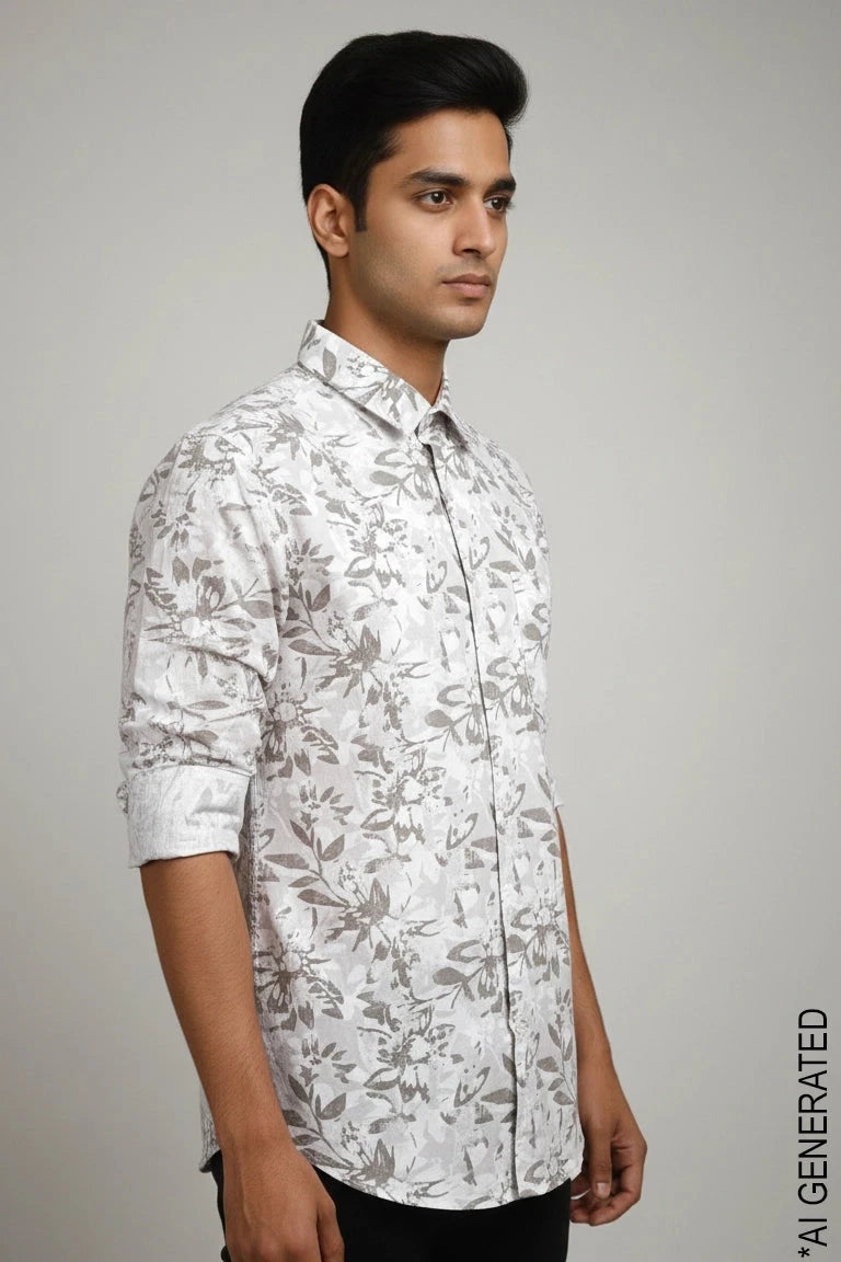 Full Sleeve Brown Print Shirt