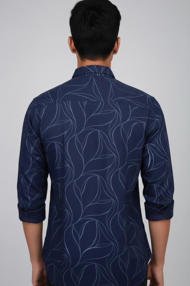 Full Sleeve Navy Print Shirt