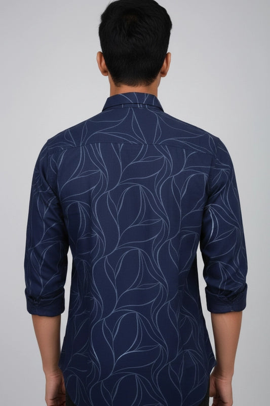 Full Sleeve Navy Print Shirt