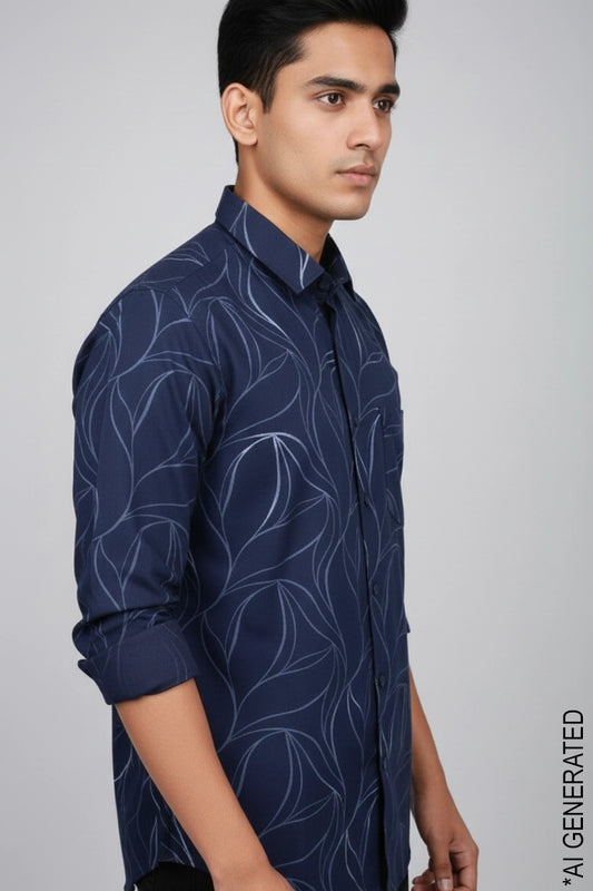 Full Sleeve Navy Print Shirt
