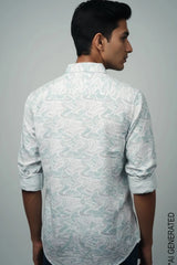 Full Sleeve White green print Shirt