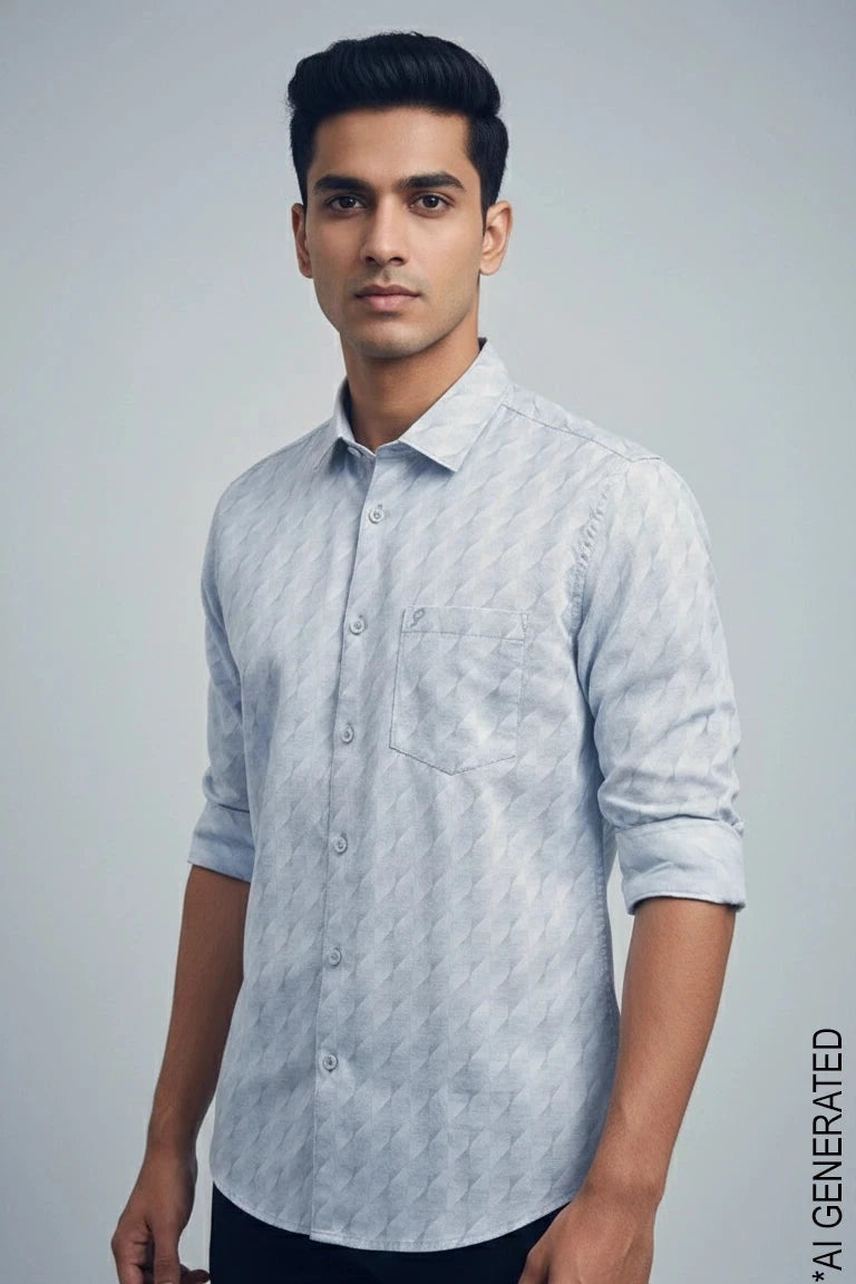 Full Sleeve Grey Print Shirt