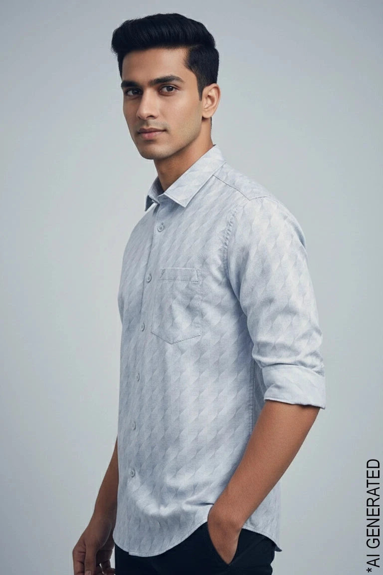 Full Sleeve Grey Print Shirt