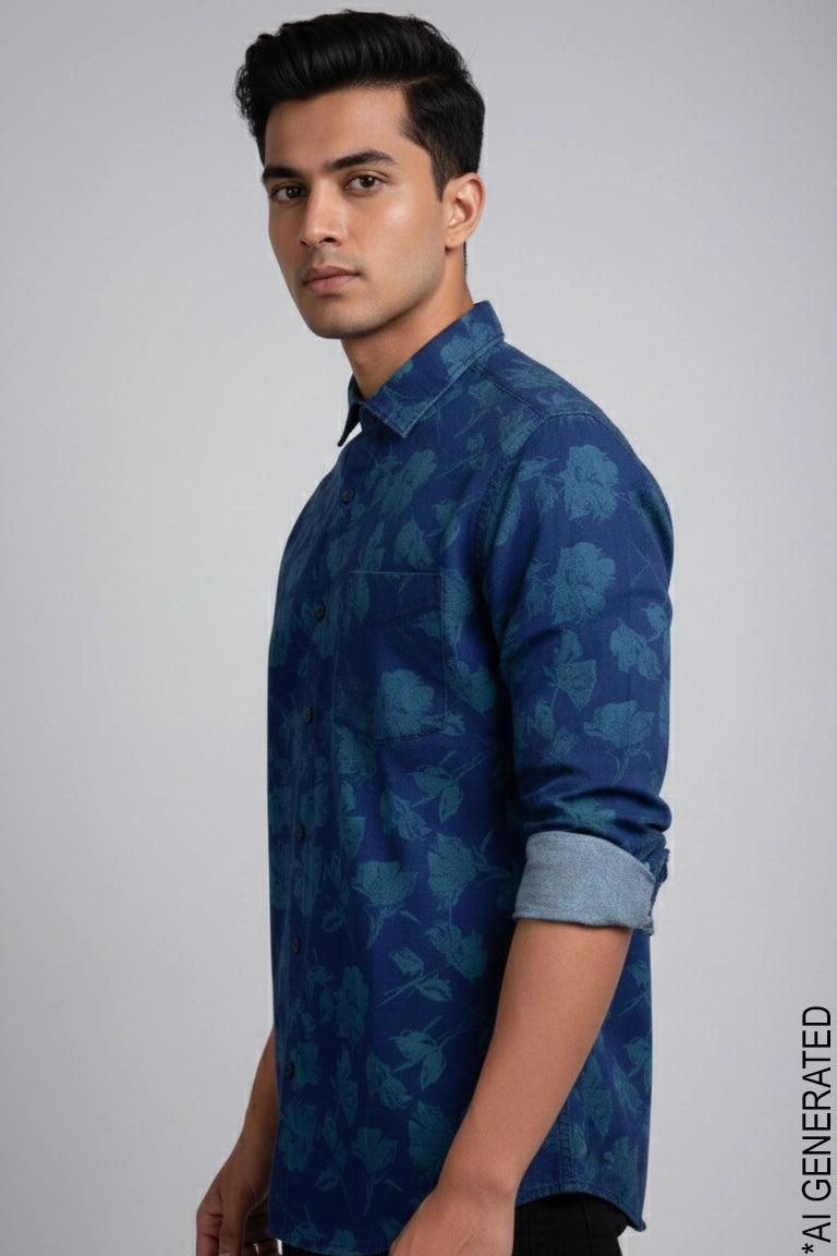 Full Sleeve Denim print Shirt