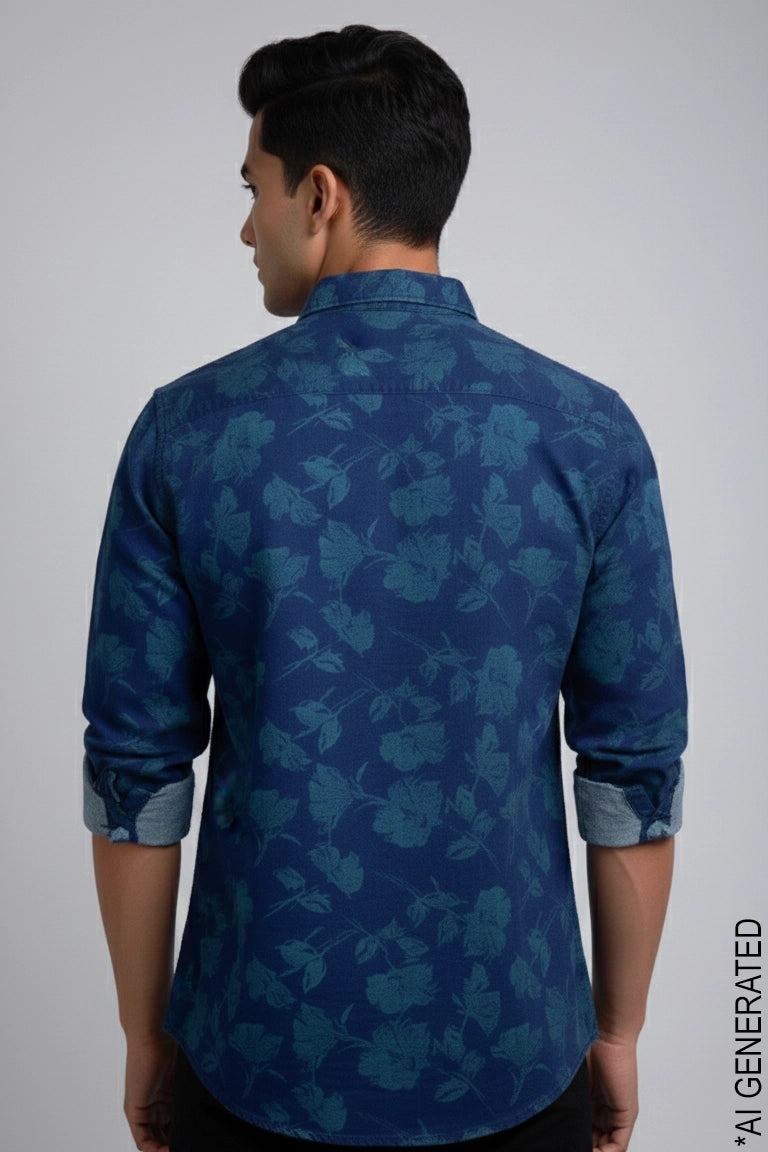 Full Sleeve Denim print Shirt