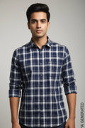 Full Sleeve Navy Check Shirt